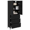 vidaXL Highboard Schwarz Eichen-Optik 69,5 x 34 x 180 cm Holzwerkstoff