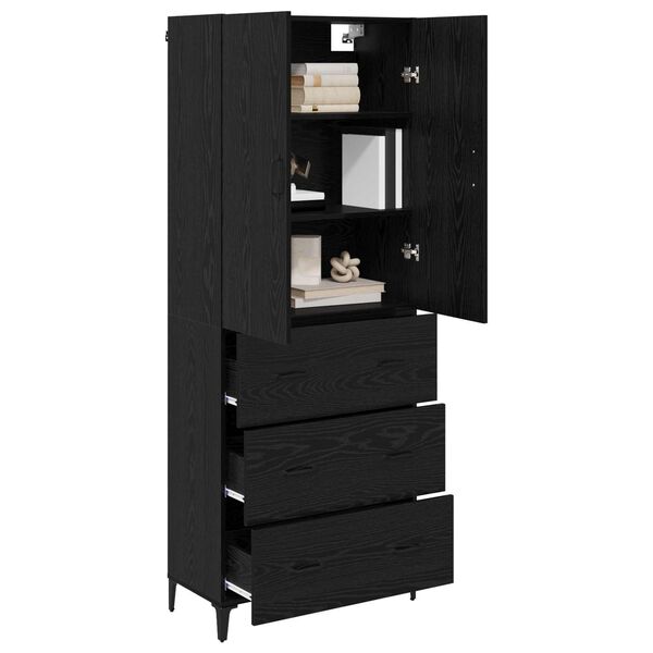 vidaXL Highboard Schwarz Eichen-Optik 69,5 x 34 x 180 cm Holzwerkstoff