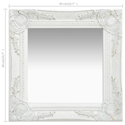 vidaXL Wandspiegel im Barock-Stil 40x40 cm Weiß