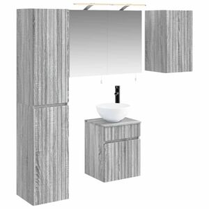 vidaXL Badezimmerschrank-Set 5 stk. Grau Sonoma Holzwerkstoff