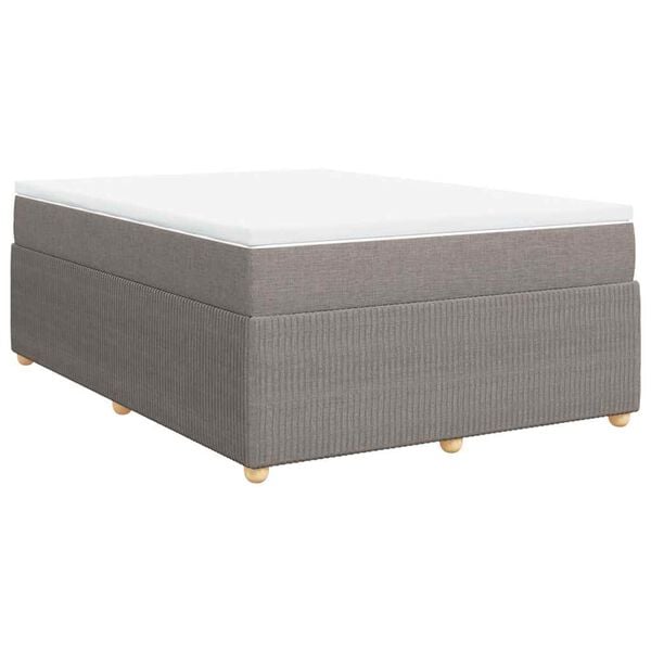 vidaXL Boxspringbett mit Matratze Taupe 160x200 cm Stoff