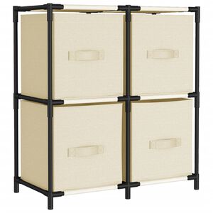 vidaXL Kommode mit 4 K&ouml;rben aus Stoff Creme 63&times;30&times;71 cm Stahl