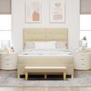 vidaXL Boxspringbett mit Matratze Creme 160 x 200 cm Stoff