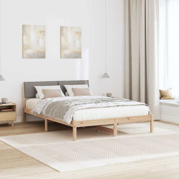 vidaXL Bettgestell Braun und Taupe 150 x 200 cm Massivholz Kiefer
