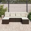 vidaXL Garten-Sofa-Set mit Kissen mit Speicher 6 pcs Braun und Creme