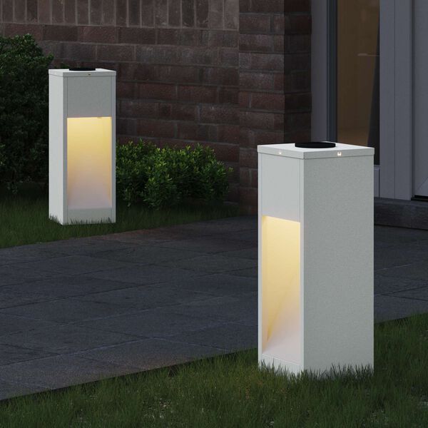 vidaXL Solar LED Wegeleuchte 2 pcs Wei&szlig; Kalt gewalzter Stahl