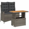 vidaXL 2-tlg. Garten-Essgruppe mit Kissen Grau Poly Rattan