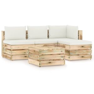 vidaXL 5-tlg. Garten-Lounge-Set mit Kissen Gr&uuml;n Impr&auml;gniertes Holz