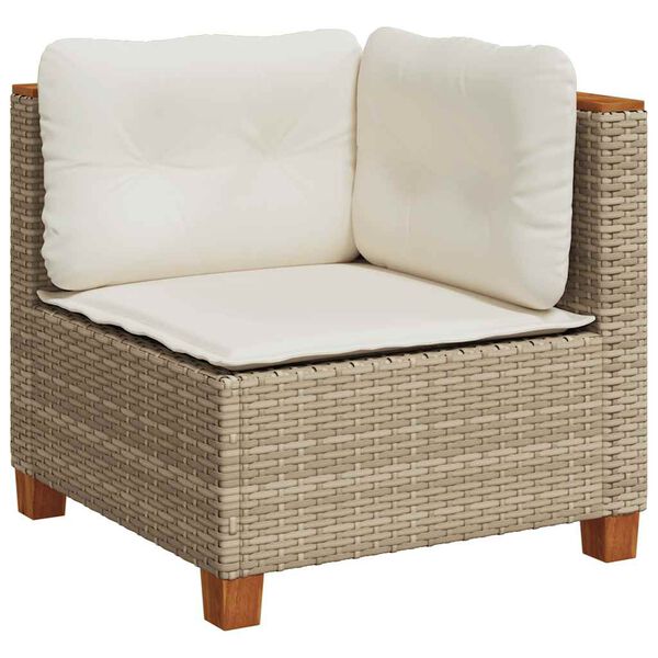 vidaXL 7-tlg. Garten-Sofagarnitur mit Kissen Beige Poly Rattan