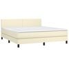 vidaXL Boxspringbett mit Matratze Creme 180x200 cm Kunstleder