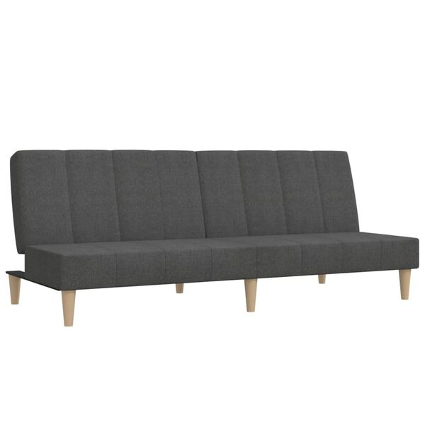 vidaXL Schlafsofa 2-Sitzer mit Hocker Dunkelgrau Stoff