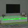 vidaXL TV-Schrank mit LED-Leuchten Hochglanz-Wei&szlig; 210x35x40 cm