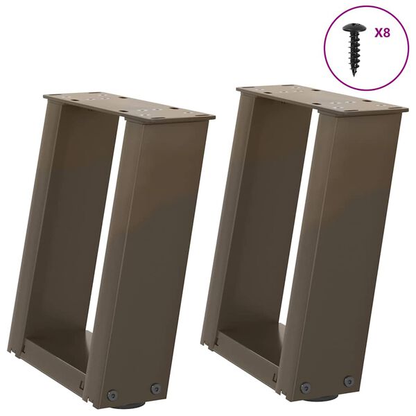 vidaXL Couchtischbeine U-Form 2 Stk. Naturstahl 30x(30-31) cm Stahl