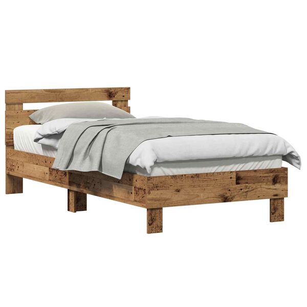 vidaXL Bettrahmen mit Kopfteil Altholz 193 x 95 x 88 cm Holzwerkstoff