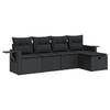 vidaXL 5-tlg. Garten-Sofagarnitur mit Kissen Schwarz Poly Rattan