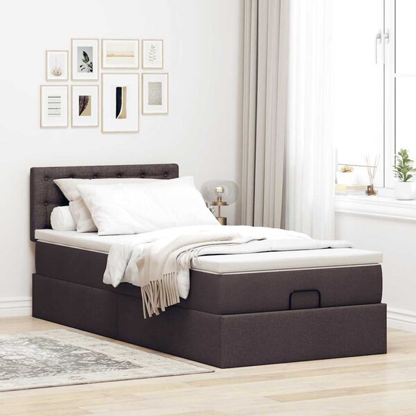 vidaXL Ottoman-Bett mit Matratze Dunkelbraun 100x200 cm Stoff
