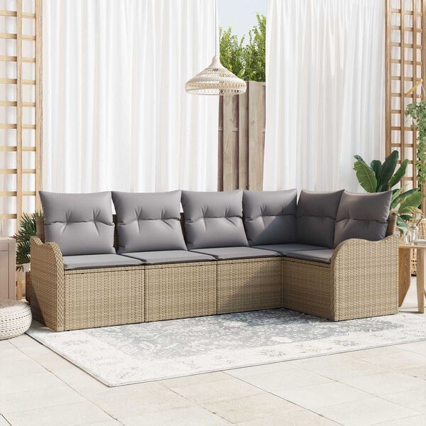 vidaXL Gartensofa-set Beige Poly-Rattan