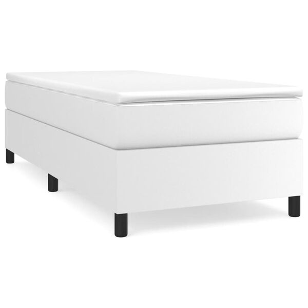 vidaXL Boxspringbett mit Matratze Wei&szlig; 90x190 cm Kunstleder