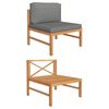 vidaXL Mittelsofa mit Dunkelgrauen Kissen Massivholz Teak