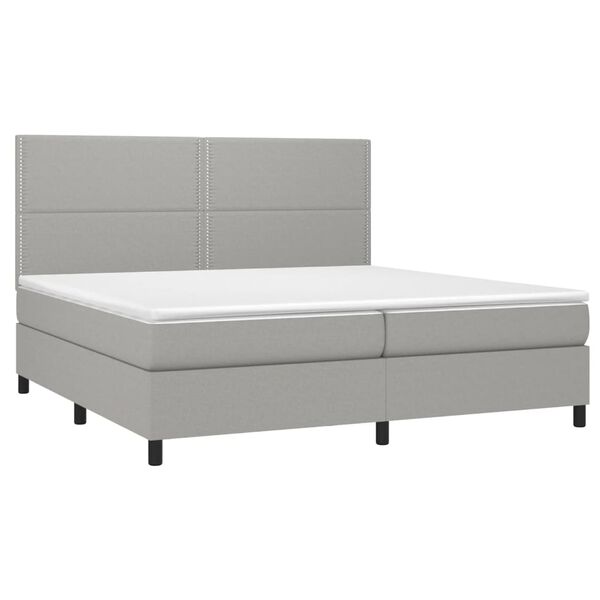 vidaXL Boxspringbett mit Matratze Hellgrau 200x200 cm Stoff