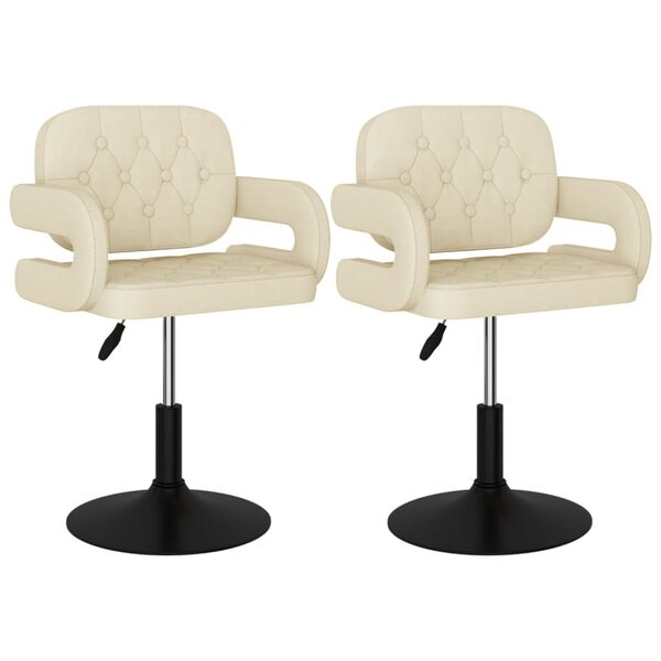 vidaXL Esszimmerst&uuml;hle 2 Stk. Drehbar Creme Stoff