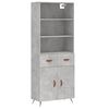 vidaXL Highboard Betongrau 69,5x34x180 cm Holzwerkstoff