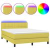 vidaXL Boxspringbett mit Matratze & LED Gr&uuml;n 140x190 cm Stoff