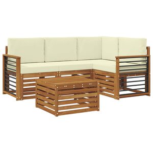 vidaXL Outdoor-Sofagarnitur mit Kissen 5 pcs Natur und Creme