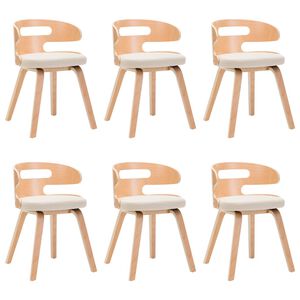vidaXL Esszimmerst&uuml;hle 6 Stk. Creme Bugholz und Kunstleder
