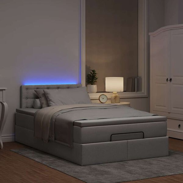 vidaXL Ottomane Bett mit Matratze & LEDs Taupe 120x190 cm Stoff