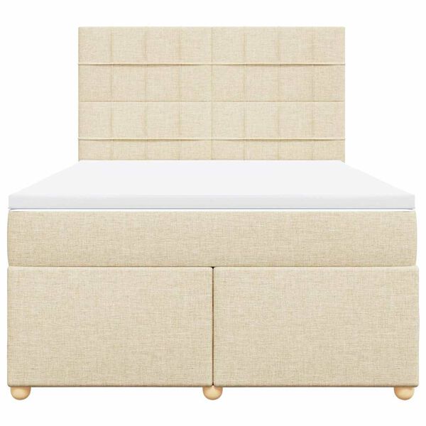 vidaXL Boxspringbett mit Matratze Creme 140x190 cm Stoff