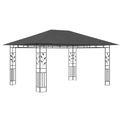 vidaXL Pavillon mit Moskitonetz & LED-Lichterkette 4x3x2,73m Anthrazit