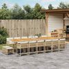 vidaXL 17-tlg. Garten-Essgruppe mit Kissen Beige Poly Rattan