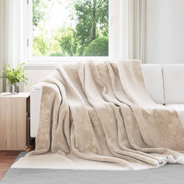 vidaXL &Uuml;berwurfdecke Beige 220 x 240 cm Fleece