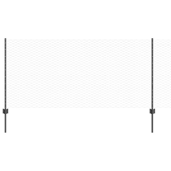 vidaXL Zaun mit Pfosten Grau 1 x 50 m Stahl und PVC