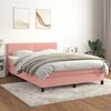 vidaXL Boxspringbett mit Matratze Rosa 140x190 cm Samt