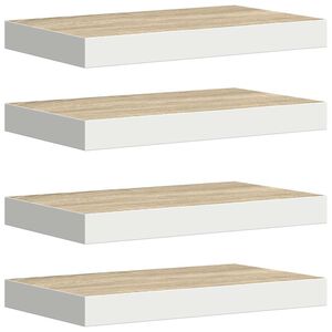 vidaXL Schweberegale 4 Stk. Eichen-Optik und Wei&szlig; 50x23,5x3,8 cm MDF