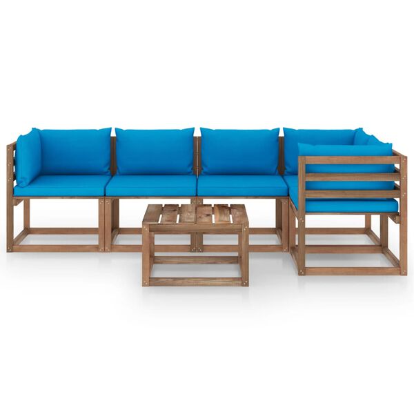 vidaXL 6-tlg. Garten-Lounge-Set aus Paletten mit Kissen Kiefernholz