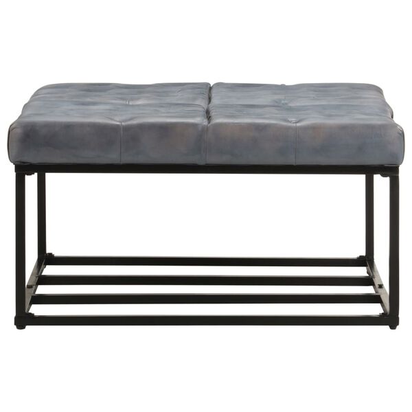 vidaXL Pouf Grau 80x80x43 cm Echtleder