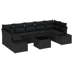 vidaXL Gartensofa-set mit Kissen 8 pcs Schwarz Poly-Rattan
