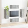 vidaXL TV-Wandregal-Set Wandmontiert 4 pcs Beton Grau Holzwerkstoff