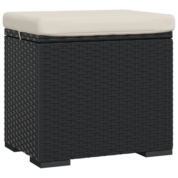 vidaXL Hocker mit Kissen Schwarz 40x30x40 cm Poly Rattan