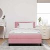 vidaXL LED Boxspringbett mit Matratze mit LED Rosa 120 x 190 cm Samt
