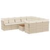 vidaXL 11-tlg. Garten-Sofagarnitur mit Kissen Beige Poly Rattan