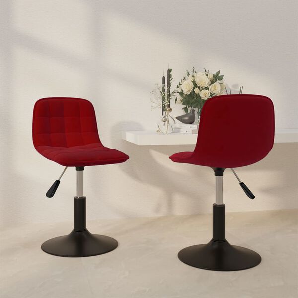 vidaXL Esszimmerst&uuml;hle 2 Stk. Drehbar Weinrot Samt