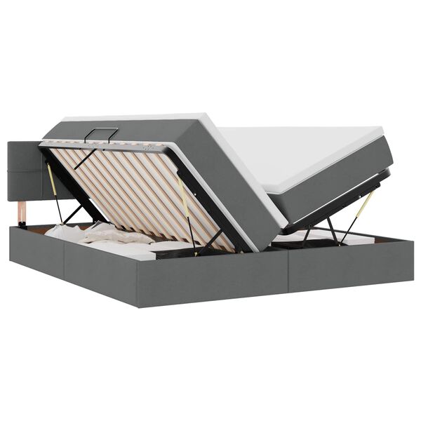 vidaXL Aufbewahrungsbett Dunkelgrau 200 x 200 cm Kunstleder