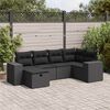 vidaXL 6-tlg. Garten-Sofagarnitur mit Kissen Schwarz Poly Rattan