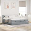 vidaXL Ottoman-Bett mit Matratzen Hellgrau 200x200 cm Stoff