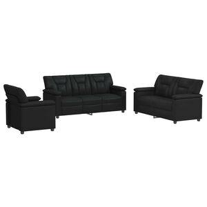 vidaXL Sofa-Set 3 pcs Schwarz Kunstleder