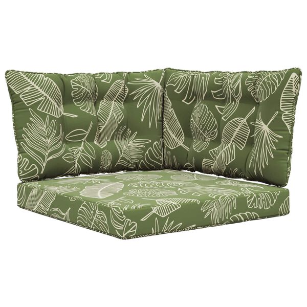 vidaXL Sofakissen f&uuml;r drau&szlig;en 3 pcs Blattdesign Polyester